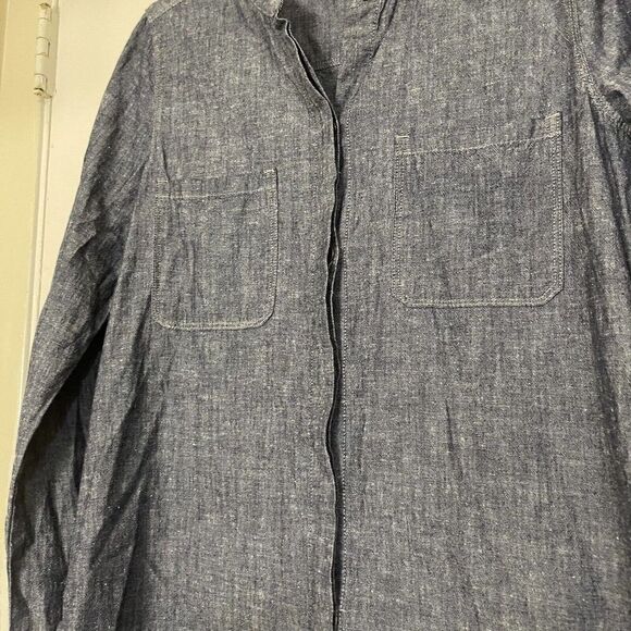 Vince. Patch Pocket Shirt Blue Rinse Button down Chambray Mandarin Collar XS - Picture 6 of 7